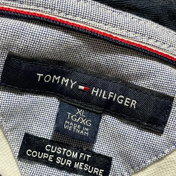 Tommy Hilfiger White and Navy Polo Shirt - Picture 2 of 8
